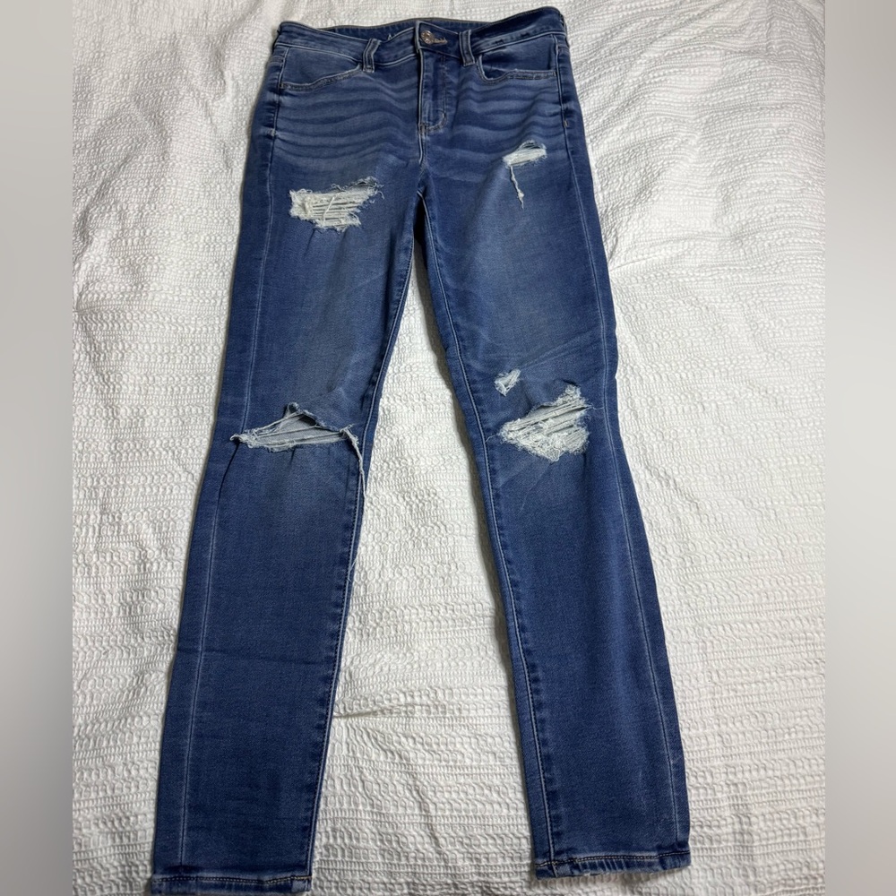 American Eagle Outfitters Ripped Blue Skinny Jeans